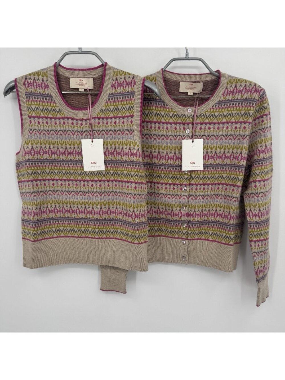 Kilte Collection Goldie Fair Isle Shell Tank & Cardigan Sweater Matching Set 1 S